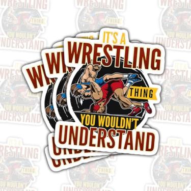 Imagem de 3 peças de adesivos It's a Wrestling Thing You Wouldn't Understand, decalques engraçados de vinil com citação de artes marciais para laptop, caderno, diário, garrafa de água, carro, presente para