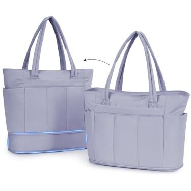 Imagem de Wandering Nature Sacola expansível feminina com bolsa de sapatos, serve para copo de 1,134 g para bagagem de mão, viagem, trabalho, academia, Azul, Large, Tendência