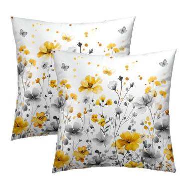 Imagem de Capas de almofada Meet Wildflowers 55x55cm, cinza, amarelo, conjunto 2