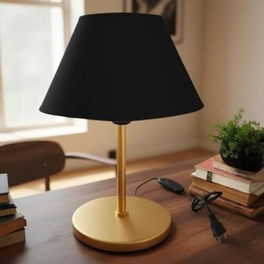 Imagem de Luminária Abajur Infantil De Mesa Criado Quarto Com Cúpula Cor da cúpula Preto Cor da estrutura Cobre (BASE DOURADA)