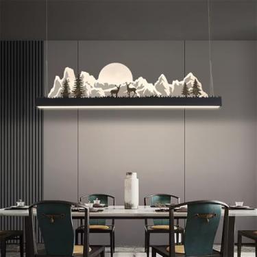 Imagem de Luminária pendente contemporânea de LED para restaurante, estilo chinês retrô, criativa, para balcão de bar, sala de estar, quarto, escritório, hotel ou casa de chá (Estilo 26 L120CM)