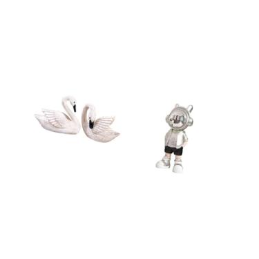 Imagem de Fenteer Esculturas Modernas de Cisnes Astronautas em Resina, Enfeites Criativos para Mesa, Ideais para Quarto, Escritório, Sala de Estar, Prateleira Ou Escriv