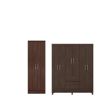 Imagem de Conjunto Guarda Roupa 6 Portas E Sapateira Amadeu Cafe Touch
