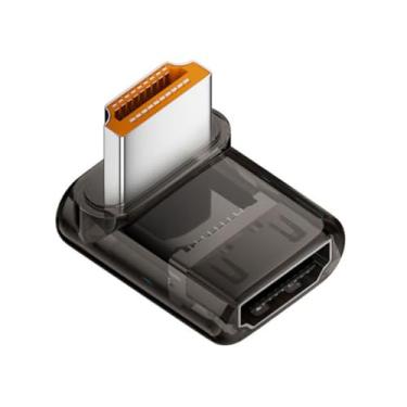 Imagem de chenyang Adaptador HDMI 8K, HDMI 2.1 macho para fêmea, adaptador de extensão angular de 90 graus (estilo longo)