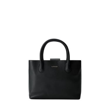 Imagem de DANEAULT Bolsa London – Bolsa feminina de couro granulado – Alças duplas – Elegante e durável – Sacola de uso diário, Preto