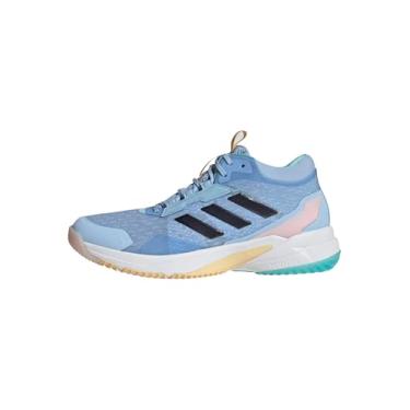 Imagem de adidas Crazyflight 6 Tênis feminino de cano médio para uso interno, Azul/azul marinho/azul-claro, 40
