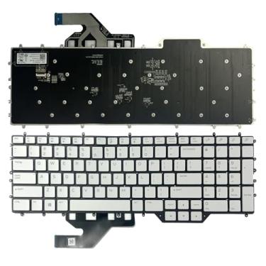 Imagem de GinTai Teclado de laptop RGB retroiluminado US de substituição para Dell Alienware M17 R2 M17 R3 0C5VV3 PK132VQ2F01 RGB (branco)