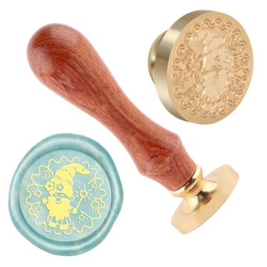 Imagem de Carimbo de lacre de cera de Natal Papai Noel carimbo de latão e uma alça de madeira carimbos cabeça para cartões de Natal festa convites carta envelope cartões presentes