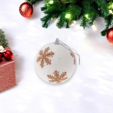 Imagem de Generic 1 peça de enfeites de bolas de Natal redondas de linho branco bola de neve floco de neve A espuma branca 8 cm