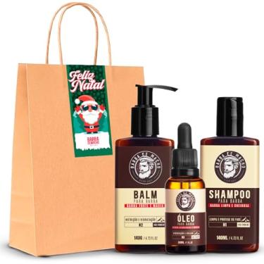 Imagem de Kit Shampoo Balm Óleo + Sacolinha e Selo de Natal Presente - Barba de Macho