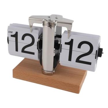 Imagem de Retro Flip Relógio Grande Número Flip Desk Relógio Retro Vintage Auto Flip Desk Relógio de Mesa Flip Clock Alimentado por Bateria para Decoração de Escritório Doméstico 12 Horas