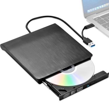 Imagem de Gravador Externo de CD DVD USB 3.0 e Tipo-C, Multifuncional, Plug and Play, Compatível com Diversos Sistemas, Design Ultrafino, P/Computador Pc Noteebok (Gravador de CD e DVD Externo)