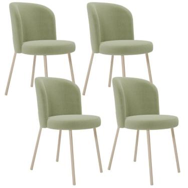 Imagem de Kit 04 Cadeiras Para Sala De Jantar Cozinha Estofada Gavi Arena L02 Bouclê Oliva - Lyam Decor
