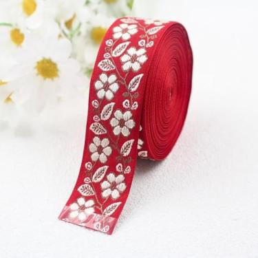 Imagem de PEARLY JUN Acabamento de fita jacquard de 9,5 metros para tecelagem bordada, fita vermelha, acabamento em tecido para cortina decorativa, faça você mesmo, costura, artesanato, enfeites, roupas