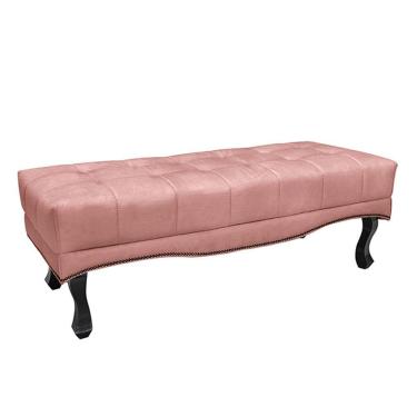 Imagem de Recamier Decorativo 160cm Loewe Veludo Pés De Madeira Rosa