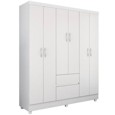 Imagem de Guarda Roupa Casal 06 Portas 62920 Branco Rosa Flex Demobile Branco Rosa