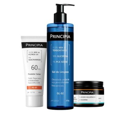 Imagem de Principia Kit Rotina Essencial Gel hidratante GH-01 + Protetor Solar PS-01 FPS60 + Gel de Limpeza GL-02