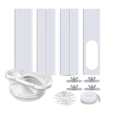 Imagem de Kit de janela de ar condicionado portátil, vedação de janela universal 2 em 1 para mangueira de exaustão de 13 cm/15 cm e secadora, kit de vedação de ventilação de janela A/C móvel com 4 placas de