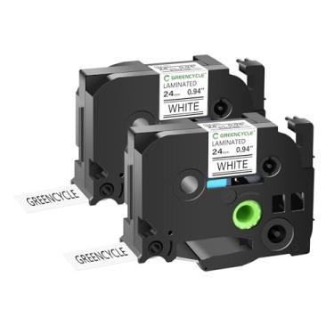 Imagem de GREENCYCLE Fita de etiqueta TZe-251 de 24 mm compatível com Brother P-Touch TZe251 Fita adesiva 24 mm 0,94 branca laminada TZe TZ de 2,5 cm para Ptouch PT-D600 D610BT P700 P710BT P750W, pacote com 2