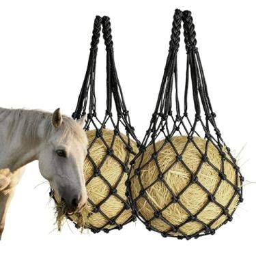 Imagem de Mtuiewo 2 peças de rede de feno para cavalos, saco de feno de alimentação lenta, saco de feno de cavalo resistente de 101,6 cm, regula a ingestão e melhora a digestão, para cavalos, cabras, ovelhas