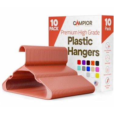 Imagem de Cabides de plástico – Conjunto de cabides resistentes para organizar roupas, vestidos e casacos, comporta até 2,3 kg, cabides que economizam espaço com ranhuras antiderrapantes nos ombros, pacote com