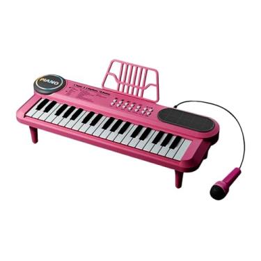 Imagem de Yunhgft Teclado Eletrônico, Piano, Instrumento Musical, Brinquedo, Treinamento de Habilidades, Teclado de Piano Portátil de 37 Teclas para Festas de Dia Dos N, Rosa vermelha