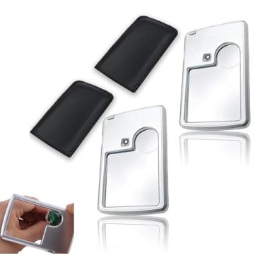 Imagem de Lupa de bolso com cartão de crédito quadrado de LED com luz de LED, lente quadrada de bolso 3X 6X com estojo de couro, óculos portáteis para crianças, joias científicas, menu de leitura, contratos de