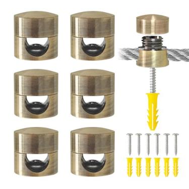 Imagem de BangBoom 6 clipes de alumínio resistentes para cabos de mesa, clipes organizadores de fio de metal premium, suporte de cabo de carregamento para mesa de cabeceira e escritório em casa (Bronze)