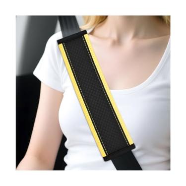 Imagem de Sandfren Capa de cinto de segurança de carro, 2 peças de couro macio de microfibra para veículos, almofada de ombro e pescoço, acessórios de almofada de alça interna automotiva, universal para Sedan