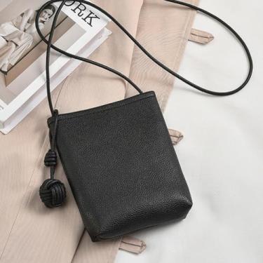 Imagem de Bolsa tiracolo feminina de couro PU pequena para celular com alça transversal e bolsa de braço, Preto, 4.7 x 7 x 0.19 inches, Tendência