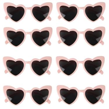 Imagem de Clcnsusilk 8 pares de óculos de sol de despedida de solteira em forma de coração, decorações de festa de dama de honra, presentes para mulheres e meninas, rosa, adult