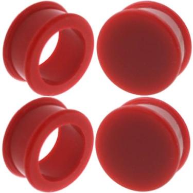 Imagem de (2 pares) Túnel flexível de silicone com piercing de orelha com calibre duplo alargador disponível tamanho 2g (6 mm) a 1 3/16" (30 mm), 5/8 = 16mm, Silicone, Sem Pedra Preciosa