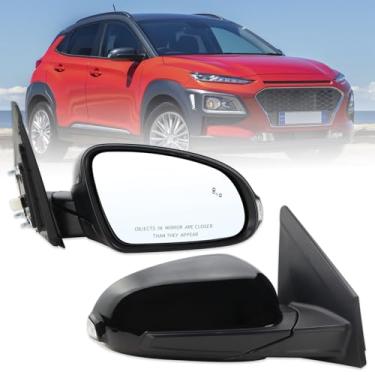 Imagem de Lqito Espelho lateral do passageiro direito compatível com Hyundai Kona 2018 2019 2020 2021 2022 2023 com vidro elétrico manual dobrável sinal de seta aquecido ponto cego preto substituição