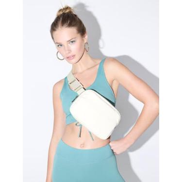 Imagem de Bolsa de cinto unissex, bolsa de cintura, bolsa tiracolo moderna com alça ajustável para treino, corrida, viagem, caminhada, Bege, Medium, Casual