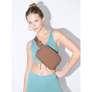 Imagem de Bolsa de cinto unissex, bolsa de cintura, bolsa tiracolo moderna com alça ajustável para treino, corrida, viagem, caminhada, Marrom, Medium, Casual