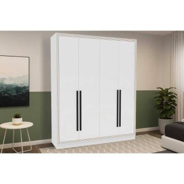 Imagem de Guarda Roupa 4 Portas E 4 Gavetas Valência Branco - Politorno