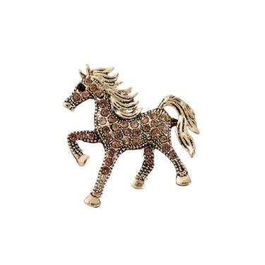 Imagem de Broche de cavalo de strass vintage o ano do cavalo conjunto de alfinetes de lapela de animais coloridos para amantes de pôneis e decorações de ano novo, Metal, Sem Pedra Preciosa