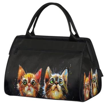 Imagem de Bolsa pequena para o fim de semana para mulheres e homens, com autismo, colorida, dobrável, para viagem, bolsa esportiva leve para academia, Cor: 73 cm, 15.2*8.3*11.6 inch, Moderno