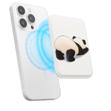 Imagem de Suporte magnético para iPhone, carteira fina de couro PU, capa para cartão, capa traseira para cartão, acessório de telefone fofo