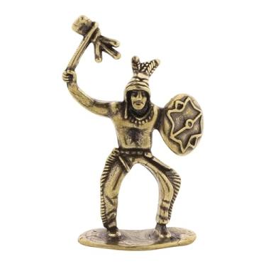 Imagem de XLWLLNJ Estátua de em Miniatura de Latão, Estatueta de Guerreiro em Miniatura, Presente, Modelo de Pessoa Pequena, Figura de Mesa para Estante, com Escudo