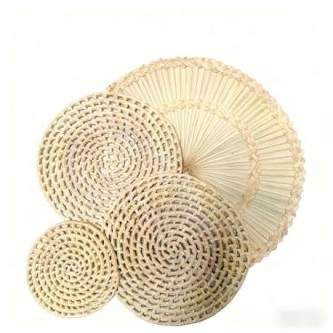 Imagem de Composição de Palha para Parede 4 Peças - Decoração Rustica Boêmia, Adorno de Ambientes Caseros (COMPOSIÇÃO DE PAREDE LIZ 4 PCS)