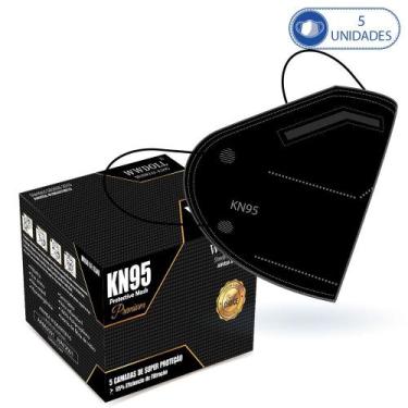Imagem de Kit 5 Máscaras Descartáveis KN95 Premium WWDoll Cinco Camadas Preta co
