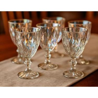 Imagem de Conjunto 6 Taças de Vidro Diamond Platinum Milbani 330ml, Lapidação Diamante, Qualidade Premium em Relevo, Elegância Sofisticação Bico de Jaca abacaxi