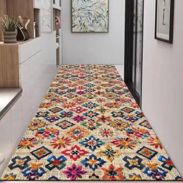 Imagem de HGTRH Tapete para cozinha lavável, tapete de cozinha corredor antiderrapante, tapete de veludo de cristal estreito corredor para entrada corredores cozinha lavanderia, amigo da pele H 100 x 300 cm