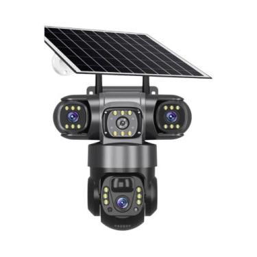 Imagem de Câmera Solar Externa HD De 12MP Com 3 Lentes, Zoom De 10X, Visão Notur