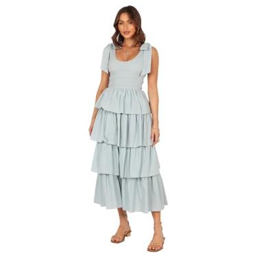 Imagem de Petal & Pup Vestido longo feminino Raphael em camadas, Azul, M