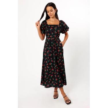 Imagem de Petal & Pup Vestido midi feminino Chlo manga bufante, Estampa cerejeira, PP