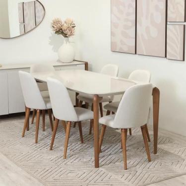 Imagem de Conjunto de Jantar Mesa Retangular com Vidro Donatella com 6 Cadeiras 
