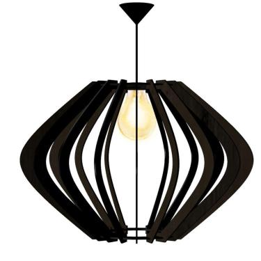 Imagem de Luminária Teto Tipo Pendente Parentesis Mdf Completa - Cor:preta