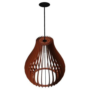 Imagem de Luminária Teto Tipo Pendente Antares Mdf Completa - Cor:marrom